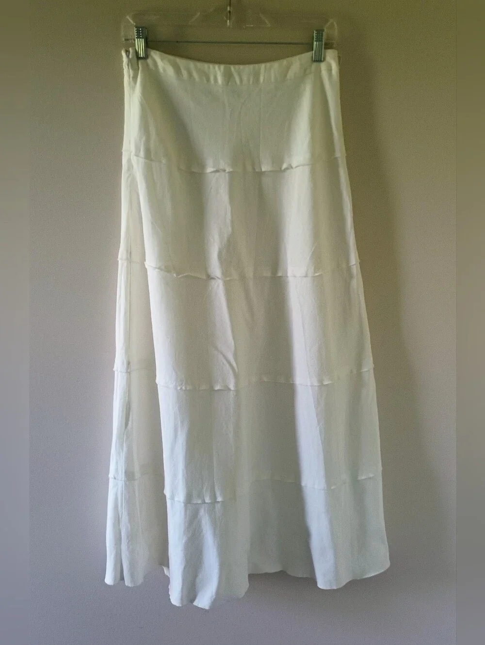 White Linen Blend Tiered Maxi Skirt - Women - Picture 1 of 4